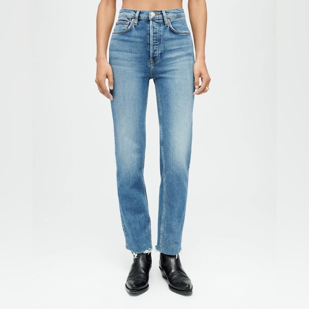 NWT RE/DONE 70’s Ultra High Rise Stove Pipe Blue Jeans Size 30
